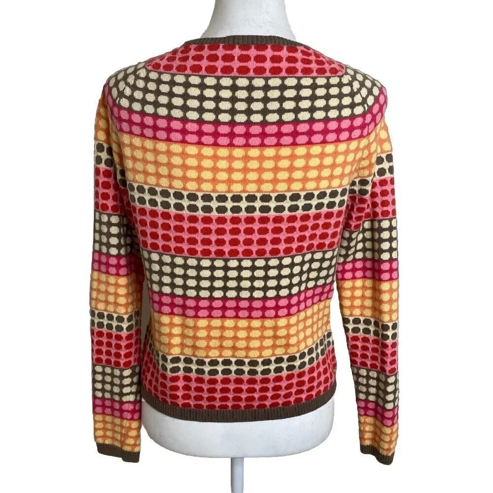 VTG 90s Y2K Talbots Womens S Colorful Polka Dots Cashmere Blend Cardigan Sweater - Picture 4 of 8